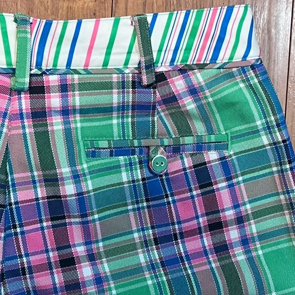 NWT- Lady Hogan Green Pink Blue Plaid Golf Athletic Shorts Sz 2 - Picture 5 of 5